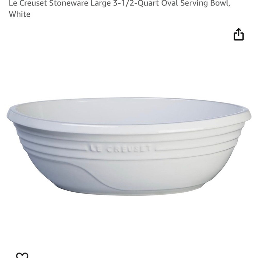 New Le Creuset white stoneware serving bowl.3.4L/3.6 QT